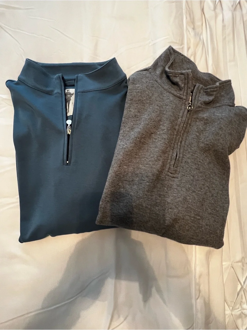 Linksoul Men's Zip-Neck Sweaters (2) - Gray & Teal Blue